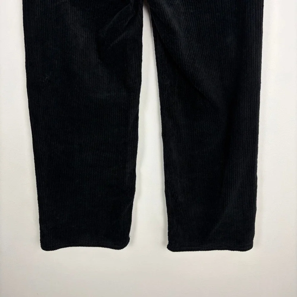 AG Cherise Crop Wide Leg Corduroy Jeans Super Black Mid Rise Plush Size 24